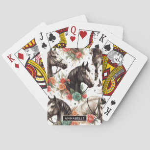 Baraja De Cartas Vintage Watercolor Seamless Horse Painting