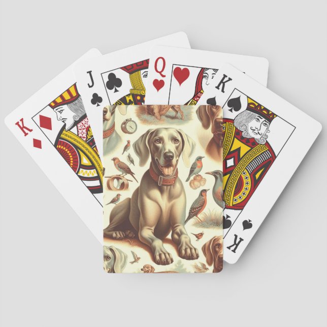 Baraja De Cartas Vintage Weimaraner Seamless (Reverso)