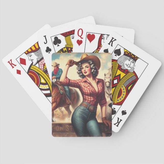 Baraja De Cartas Vintage Western Cowgirl (Reverso)