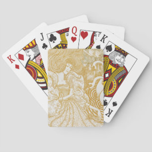 Baraja De Cartas Vintage Woman De Oro Art Nouveau Dibujando Aes Vin
