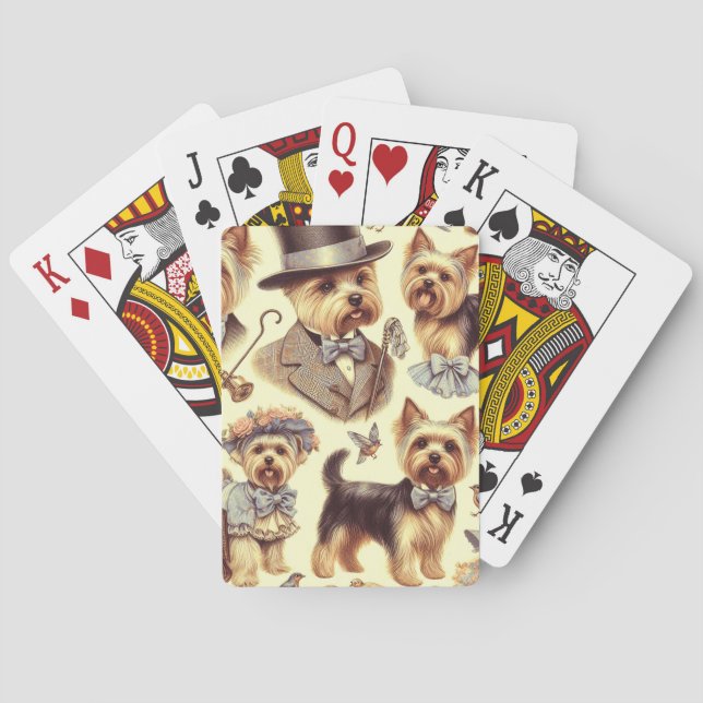 Baraja De Cartas Vintage Yorkshire Terrier Seamless (Reverso)