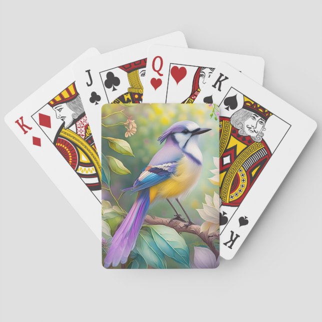 Baraja De Cartas Violet Tufted Jay Fantasy Bird (Reverso)