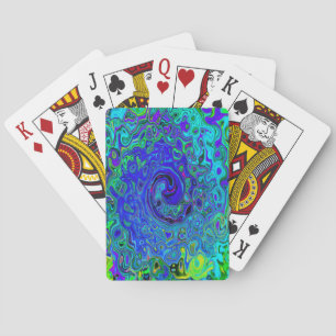Baraja De Cartas Violeta Azul Trippy Resumen Retro Torbellino Líqui