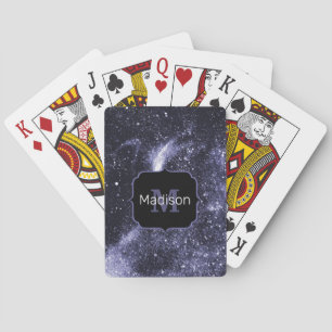 Baraja De Cartas Violeta púrpura peri negro galaxia abstracta Monog