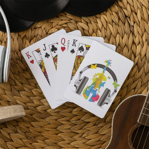 Baraja De Cartas Violín abstracto con audífonos y arte musical
