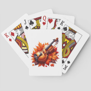 Baraja De Cartas Violín en el lecho de hojas