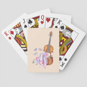 Baraja De Cartas Violín, zapatos de ballet, flores y mariposas