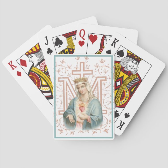 Baraja De Cartas Virgen Católica María María Cruz Maria Religiosa (Reverso)