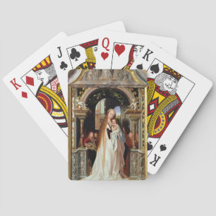 Baraja De Cartas Virgen e hijo con tres ángeles, panel central
