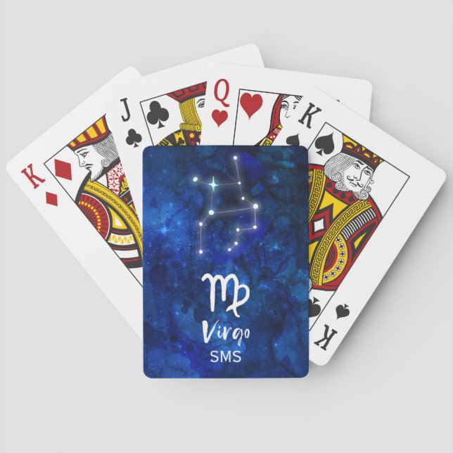 Baraja De Cartas Virgo Constelación Zodiaca Galaxia Azul Monograma (Reverso)