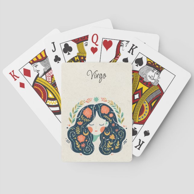 Baraja De Cartas Virgo Maiden Zodiac Floral (Reverso)