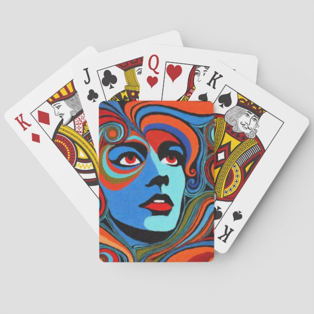 Baraja De Cartas Visage psychédélique d'une femme (Reverso)