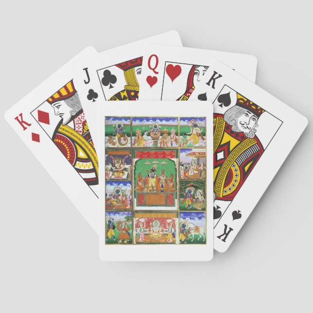 Baraja De Cartas Vishnu en el centro de sus diez avatares, Jaipur,  (Reverso)