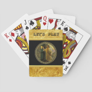 Baraja De Cartas Visita al amanecer Jesús tocando una puerta rústic