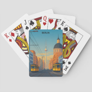 Baraja De Cartas Vista callejera vintage del tranvía de Berlín Alem