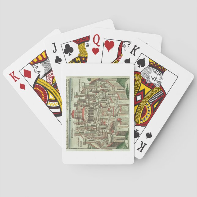 Baraja De Cartas Vista de la ciudad amurallada de Jerusalén mostran (Reverso)