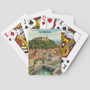 Baraja De Cartas Vista de la ciudad de Ljubljana Eslovenia vintage