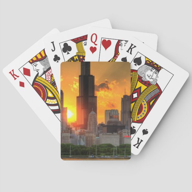 Baraja De Cartas Vista del horizonte de Chicago de Adler (Reverso)