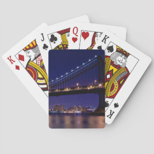 Baraja De Cartas Vista del puente de Manhattan en la noche