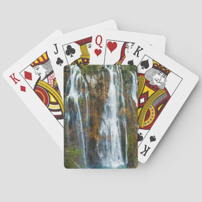 Baraja De Cartas Vista elevada de la cascada, Croacia (Reverso)