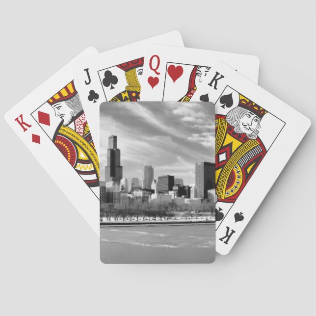Baraja De Cartas Vista panorámica del horizonte de Chicago en (Reverso)