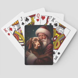 Baraja De Cartas Vizsla con Navidades festivos de Santa Claus