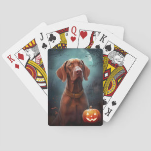 Baraja De Cartas Vizsla de Halloween con calabazas aterradoras