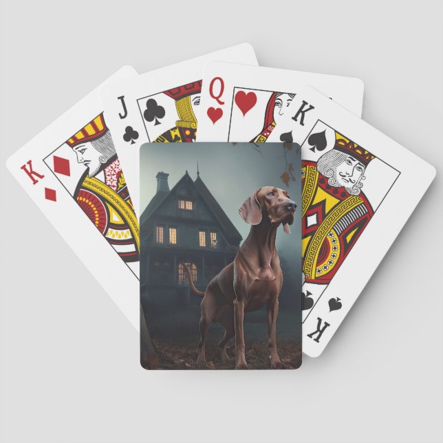 Baraja De Cartas Vizsla de Halloween Espantoso (Reverso)