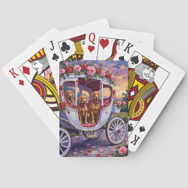 Baraja De Cartas Vizsla Dog Valentine's Day (Reverso)