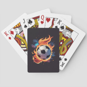 Baraja De Cartas Volando una pelota de fútbol con llamas.