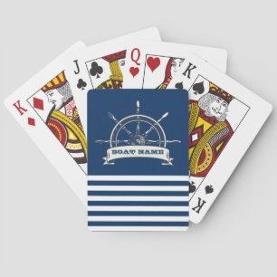 Baraja De Cartas Volante de Barco Náutico, Rayas Azul Marino