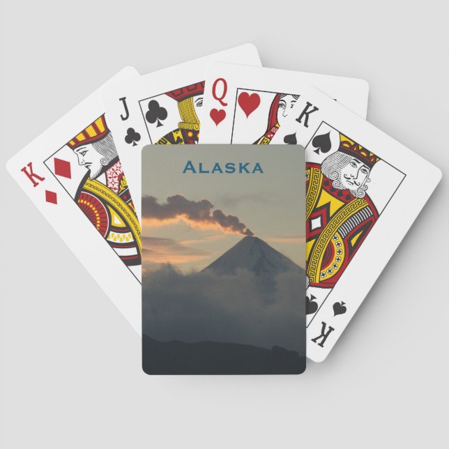 Baraja De Cartas Volcán Alaska al atardecer (Reverso)