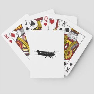 Baraja De Cartas Vuelo negro clásico de la silueta de Cessna de los