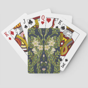Baraja De Cartas Walter Crane Vintage Patrón de lirio blanco navy