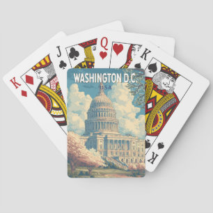 Baraja De Cartas Washington DC Capitol Viaje Arte Vintage