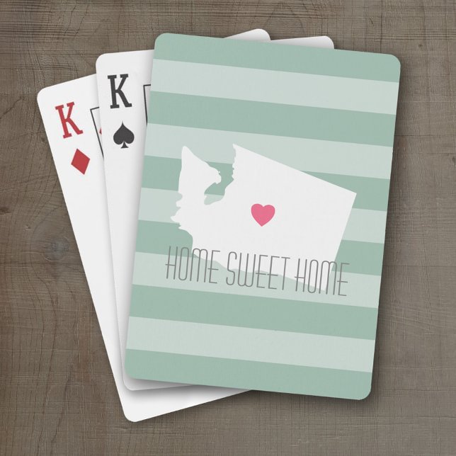 Baraja De Cartas Washington Map Home State Love with Personalizado  (Personalized Playing Cards with a State Map, Movable Heart and Name)