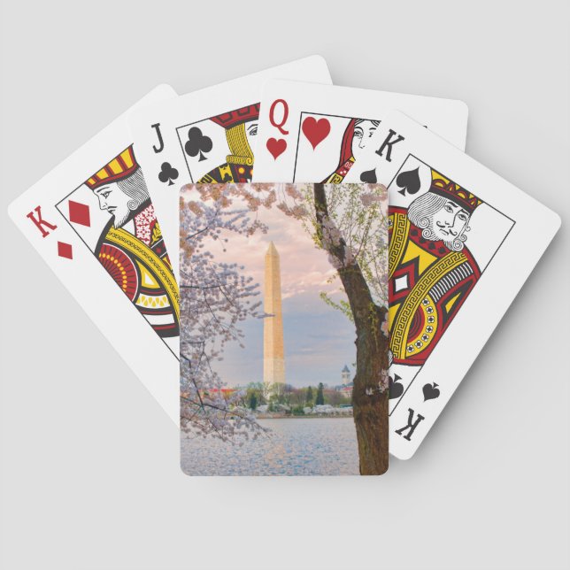 Baraja De Cartas Washington Monument with Cherry Blossoms (Reverso)