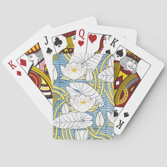 Baraja De Cartas Water Lily Art Nouveau Floral (Reverso)