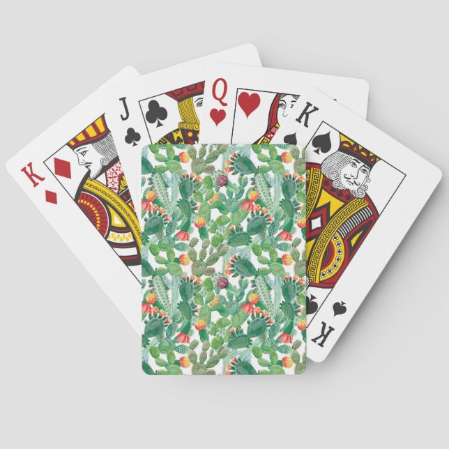Baraja De Cartas Watercolor Cactus Pattern (Reverso)