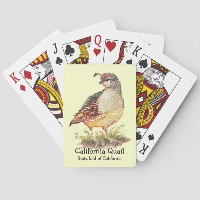Baraja De Cartas Watercolor California Quail State (Reverso)