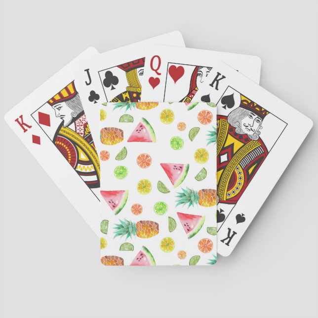 Baraja De Cartas Watercolor Candied Fruit Pattern (Reverso)