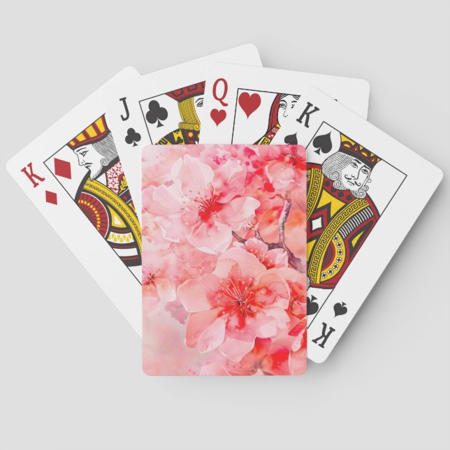 Baraja De Cartas Watercolor Cherry Blossom (Reverso)