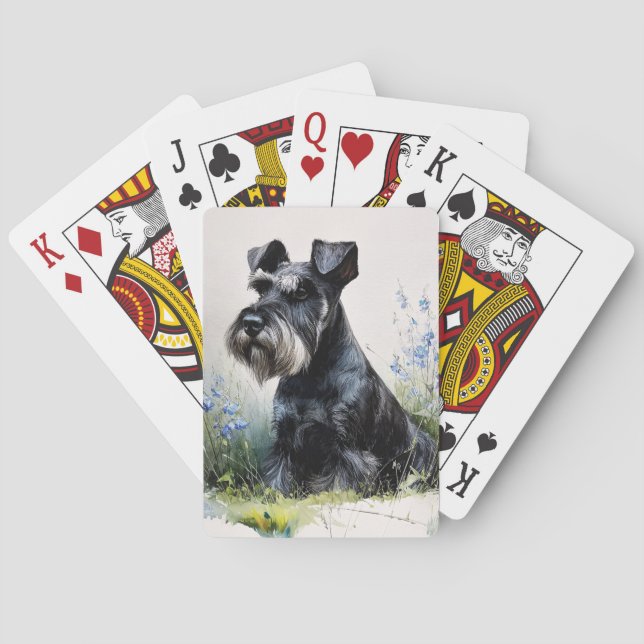 Baraja De Cartas Watercolor Schnauzer (Reverso)