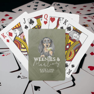 Baraja De Cartas Weenies manos dibujadas y Martinis Dachshund