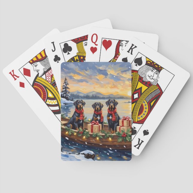 Baraja De Cartas Weimaraner Christmas Boat Holiday (Reverso)