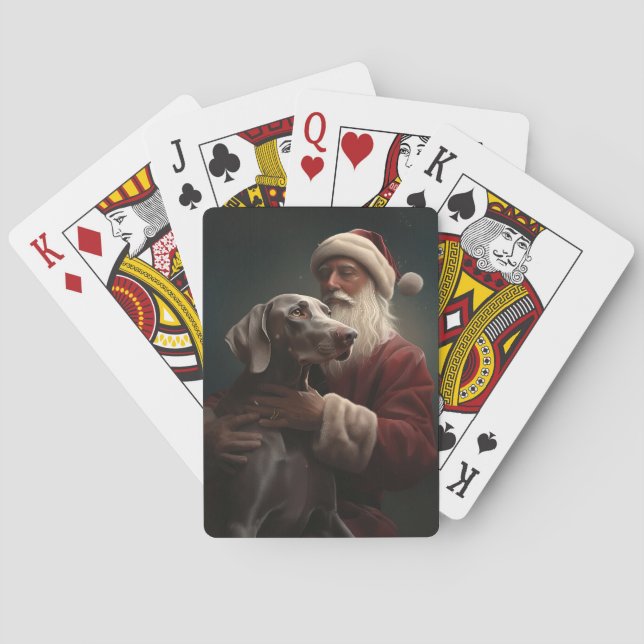 Baraja De Cartas Weimaraner Con Navidades Festividades De Santa Cla (Reverso)
