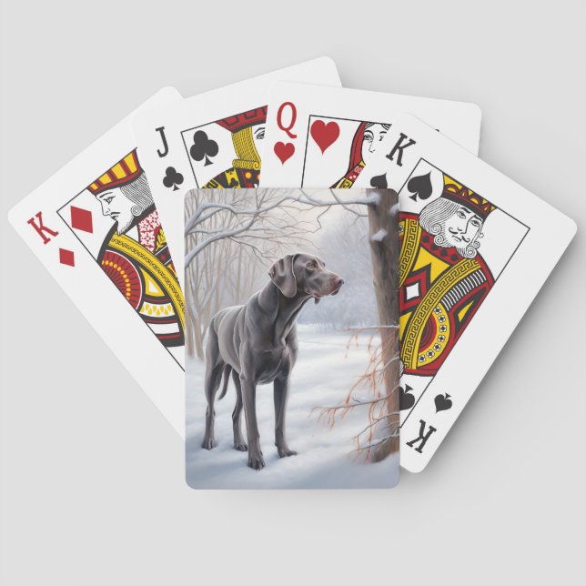 Baraja De Cartas Weimaraner Deja Que Nieva A Navidades (Reverso)