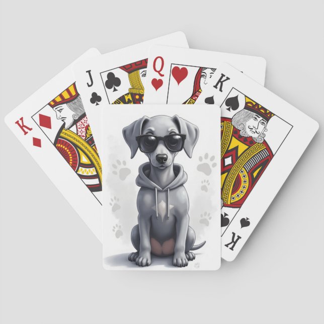Baraja De Cartas Weimaraner Kawaii Divertido Perro (Reverso)