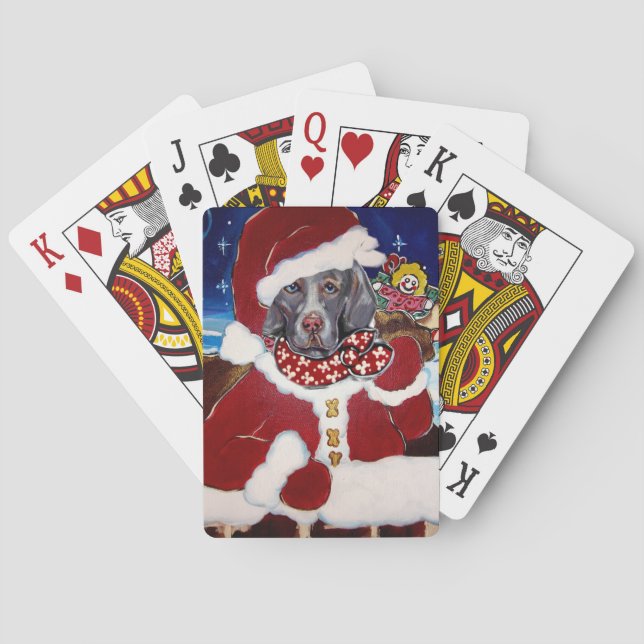 Baraja De Cartas Weimaraner Santa (Reverso)