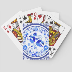 Baraja De Cartas Weimaraners, conejos y pájaros Otomi azul y blanco